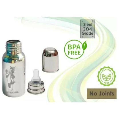 Goodmunchkins Stainless Steel Feeding Bottle 304 Grade Steel, Jointless, BPA Free, Rustfree Bottle 150 ml