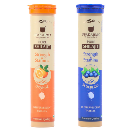 Upakarma Ayurveda Pure SJ Effervescent Tablets in 2 Unique Flavors (Orange & Blueberry) Combo TrueCure