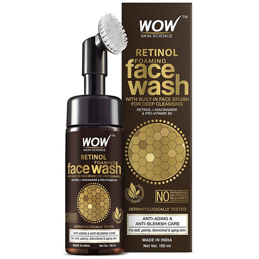 Wow Skin Science Retinol Foaming Face Wash With Built-In Brush 