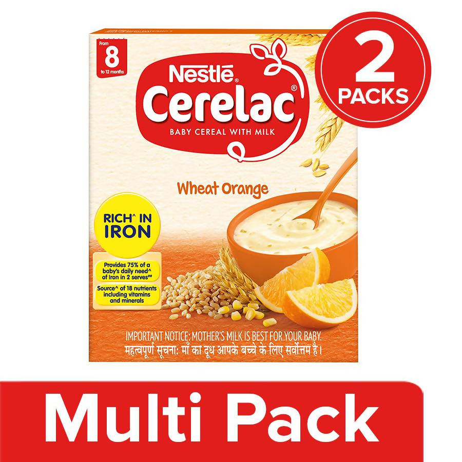 Nestle Cerelac Baby Cereal with Milk, Wheat Orange  From 8 To 24 Months