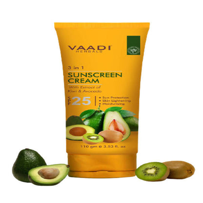 Vaadi Herbals Sunscreen Cream SPF-25 with Extracts of Kiwi and Avocado TrueCure