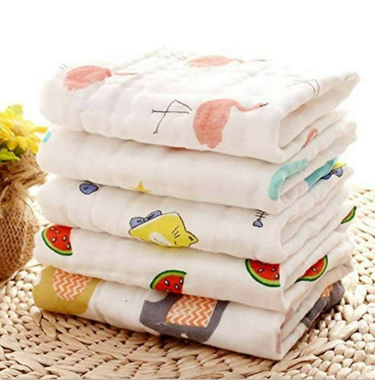 Mom Care Muslin Cotton Face Towels Set Of 5, Australia, Canada 