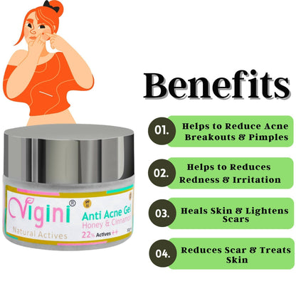 Vigini Natural Actives Anti Acne Face Day Night Gel for Men Women